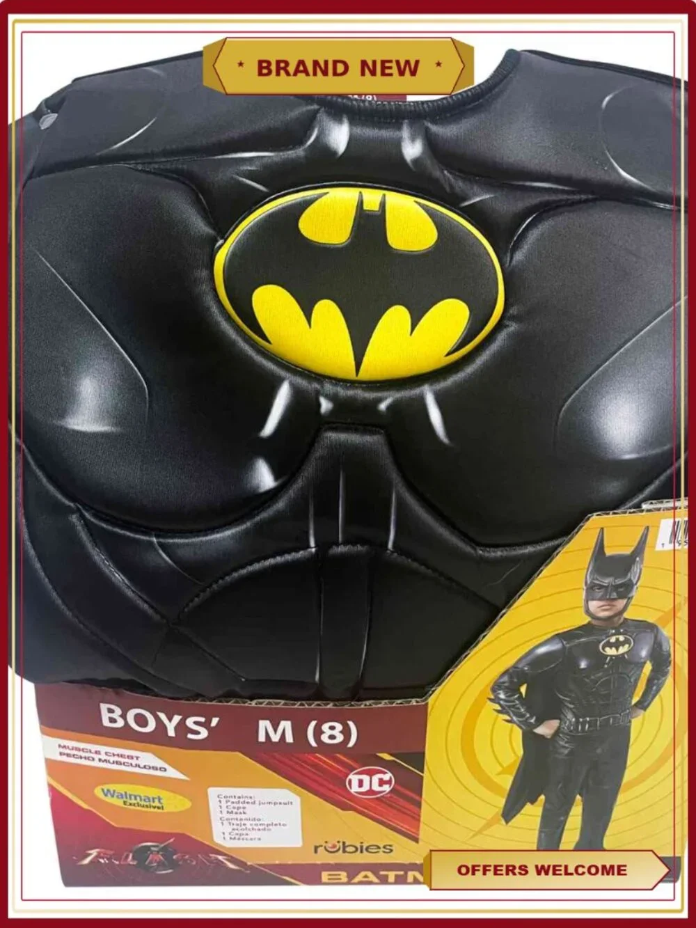 Rubies Michael Keaton Batman Muscle Chest Costume Kids Padded Jumpsuit Cape